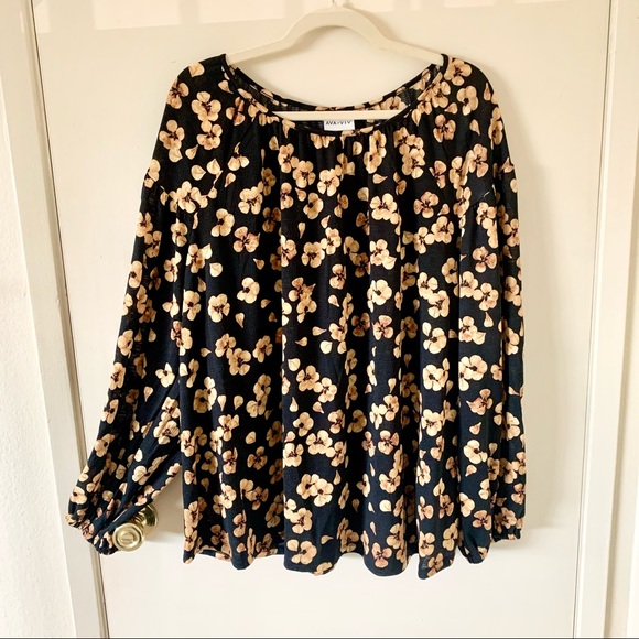 NEW Ava & Viv ✨ Golden Floral Long Sleeve Top Size 1X - Picture 4 of 10